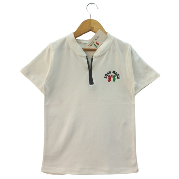 White Zipper Polo
